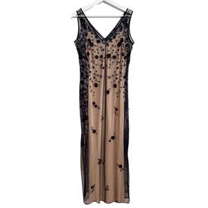Tahari Vintage 90's Embroidered Mesh Slip Dress Whimsigoth Fairy NWT Size 8